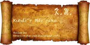 Kuhár Mónika névjegykártya